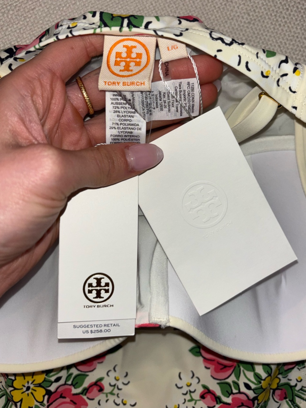 NWT Tory Burch White Floral One-Piece Swimsuit - Picture 4 of 4